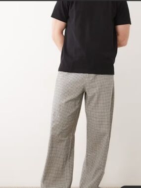 ASOS Black & White Checked Wide Leg Men's Pants 36×32